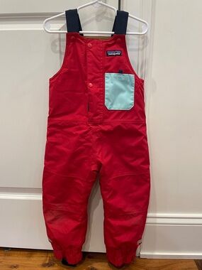Patagonia Kids' Red Insulated Bib Overalls  Snow Pants size 2T